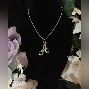 Letter A Monogram Necklace With Gem Detail